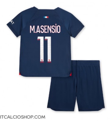 Paris Saint-Germain Marco Asensio #11 Prima Maglia Bambino 2023-24 Manica Corta (+ Pantaloni corti)